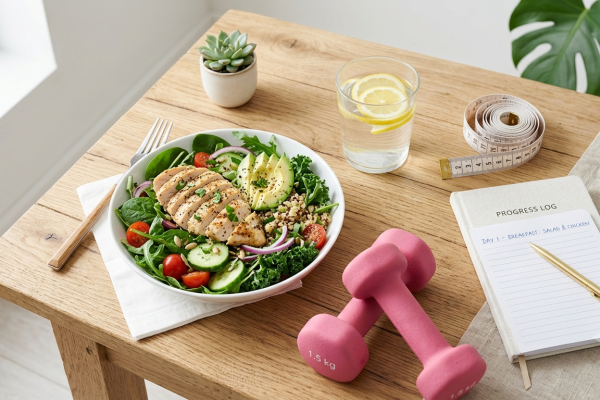 Healthy foods and fitness essentials for natural weight loss and a healthy lifestyle